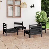 vidaXL 4-tlg. Garten-Lounge-Set Schwarz Massivholz Kiefer