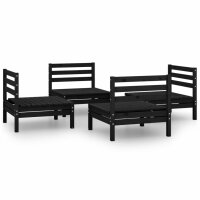 vidaXL 4-tlg. Garten-Lounge-Set Schwarz Massivholz Kiefer