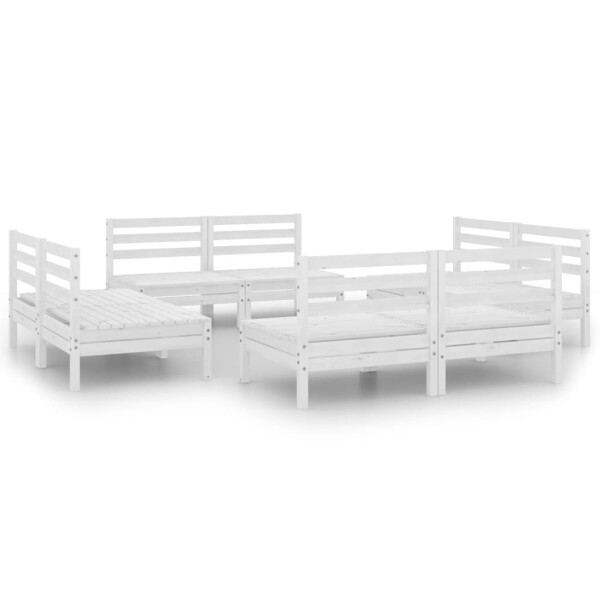 vidaXL 8-tlg. Garten-Lounge-Set Wei&szlig; Kiefer Massivholz