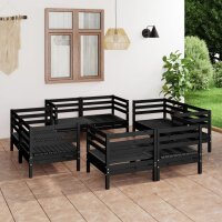 vidaXL 8-tlg. Garten-Lounge-Set Schwarz Massivholz Kiefer