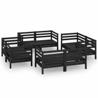 vidaXL 8-tlg. Garten-Lounge-Set Schwarz Massivholz Kiefer