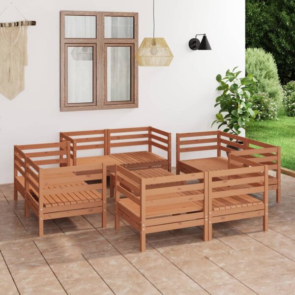 vidaXL 9-tlg. Garten-Lounge-Set Honigbraun Massivholz Kiefer