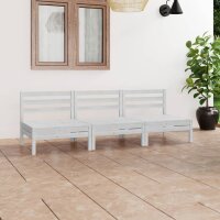 vidaXL 3-tlg. Garten-Lounge-Set Weiß Kiefer Massivholz