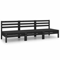 vidaXL 3-tlg. Garten-Lounge-Set Schwarz Massivholz Kiefer