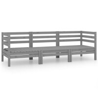 vidaXL 3-tlg. Garten-Lounge-Set Grau Kiefer Massivholz