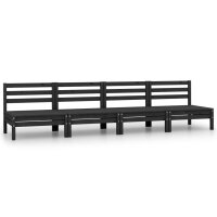 vidaXL 4-tlg. Garten-Lounge-Set Schwarz Massivholz Kiefer