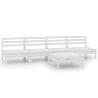 vidaXL 5-tlg. Garten-Lounge-Set Weiß Kiefer Massivholz