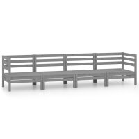 vidaXL 4-tlg. Garten-Lounge-Set Grau Kiefer Massivholz