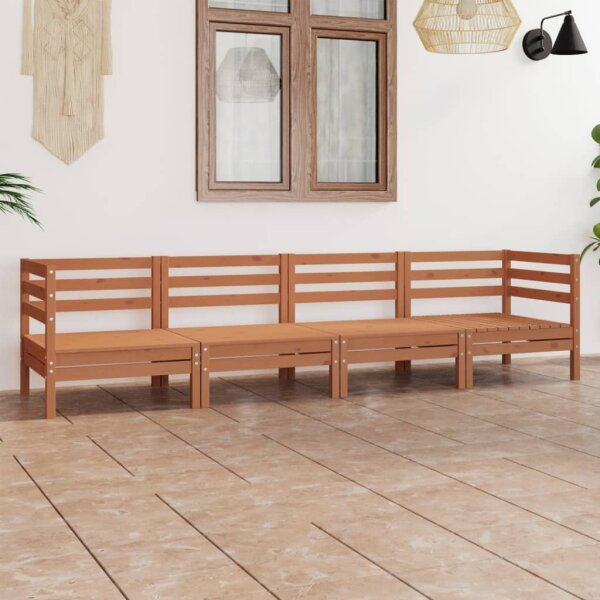 vidaXL 4-tlg. Garten-Lounge-Set Honigbraun Massivholz Kiefer