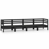 vidaXL 4-tlg. Garten-Lounge-Set Schwarz Massivholz Kiefer