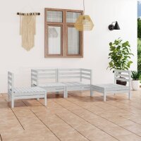 vidaXL 4-tlg. Garten-Lounge-Set Wei&szlig; Kiefer Massivholz