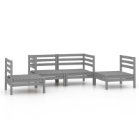 vidaXL 4-tlg. Garten-Lounge-Set Grau Kiefer Massivholz