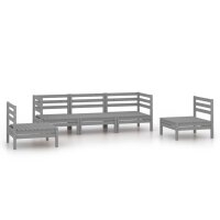 vidaXL 5-tlg. Garten-Lounge-Set Grau Kiefer Massivholz