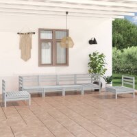 vidaXL 6-tlg. Garten-Lounge-Set Wei&szlig; Kiefer Massivholz