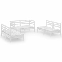 vidaXL 6-tlg. Garten-Lounge-Set Weiß Massivholz Kiefer