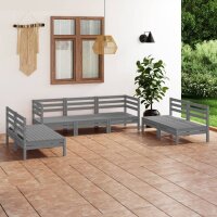 vidaXL 7-tlg. Garten-Lounge-Set Grau Massivholz Kiefer