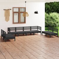 vidaXL 8-tlg. Garten-Lounge-Set Schwarz Massivholz Kiefer