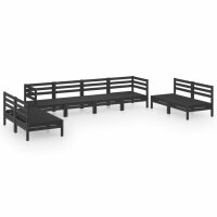 vidaXL 8-tlg. Garten-Lounge-Set Schwarz Massivholz Kiefer