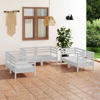 vidaXL 6-tlg. Garten-Lounge-Set Weiß Massivholz Kiefer