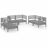 vidaXL 6-tlg. Garten-Lounge-Set Grau Massivholz Kiefer