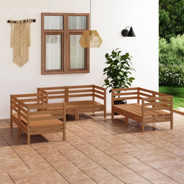 vidaXL 6-tlg. Garten-Lounge-Set Honigbraun Massivholz Kiefer