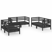 vidaXL 6-tlg. Garten-Lounge-Set Schwarz Massivholz Kiefer