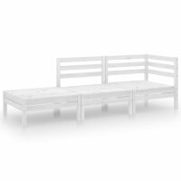 vidaXL 3-tlg. Garten-Lounge-Set Weiß Massivholz Kiefer