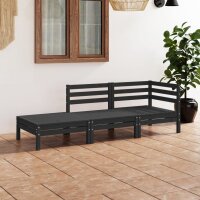 vidaXL 3-tlg. Garten-Lounge-Set Schwarz Massivholz Kiefer