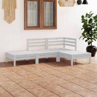 vidaXL 4-tlg. Garten-Lounge-Set Wei&szlig; Massivholz Kiefer