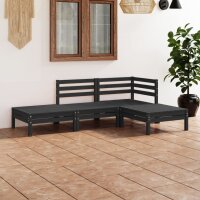 vidaXL 4-tlg. Garten-Lounge-Set Schwarz Massivholz Kiefer