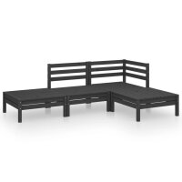 vidaXL 4-tlg. Garten-Lounge-Set Schwarz Massivholz Kiefer