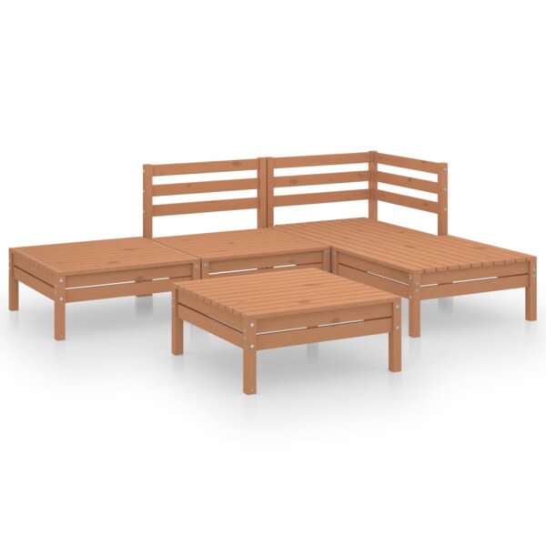 vidaXL 5-tlg. Garten-Lounge-Set Massivholz Kiefer Honigbraun