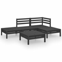 vidaXL 5-tlg. Garten-Lounge-Set Massivholz Kiefer Schwarz