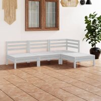 vidaXL 4-tlg. Garten-Lounge-Set Massivholz Kiefer Wei&szlig;