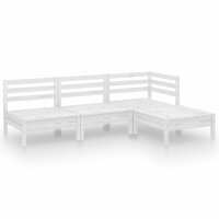 vidaXL 4-tlg. Garten-Lounge-Set Massivholz Kiefer Wei&szlig;