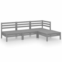 vidaXL 4-tlg. Garten-Lounge-Set Massivholz Kiefer Grau