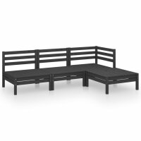 vidaXL 4-tlg. Garten-Lounge-Set Massivholz Kiefer Schwarz