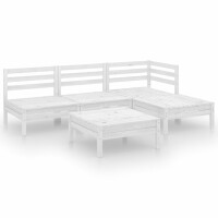 vidaXL 5-tlg. Garten-Lounge-Set Massivholz Kiefer Weiß