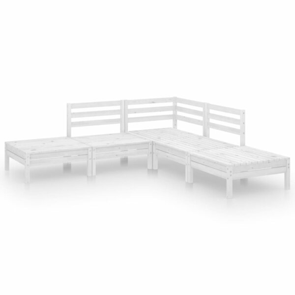 vidaXL 5-tlg. Garten-Lounge-Set Massivholz Kiefer Wei&szlig;