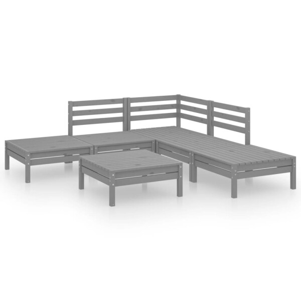 vidaXL 6-tlg. Garten-Lounge-Set Massivholz Kiefer Grau