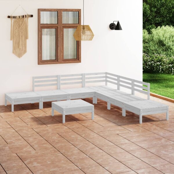 vidaXL 8-tlg. Garten-Lounge-Set Massivholz Kiefer Wei&szlig;