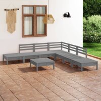 vidaXL 8-tlg. Garten-Lounge-Set Massivholz Kiefer Grau