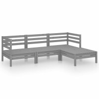 vidaXL 4-tlg. Garten-Lounge-Set Massivholz Kiefer Grau