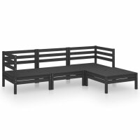 vidaXL 4-tlg. Garten-Lounge-Set Massivholz Kiefer Schwarz