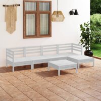 vidaXL 6-tlg. Garten-Lounge-Set Massivholz Kiefer Weiß