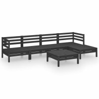 vidaXL 6-tlg. Garten-Lounge-Set Massivholz Kiefer Schwarz