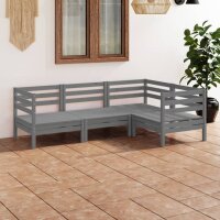 vidaXL 4-tlg. Garten-Lounge-Set Massivholz Kiefer Grau