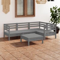 vidaXL 5-tlg. Garten-Lounge-Set Massivholz Kiefer Grau