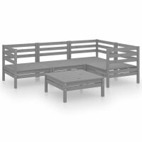 vidaXL 5-tlg. Garten-Lounge-Set Massivholz Kiefer Grau