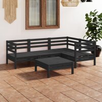 vidaXL 5-tlg. Garten-Lounge-Set Massivholz Kiefer Schwarz